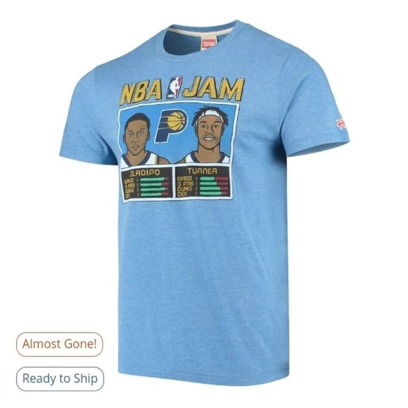 Indiana Pacers NBA Jam Homage old school t-shirt Lge blue fan tee Turner Oladipo - Picture 2 of 14